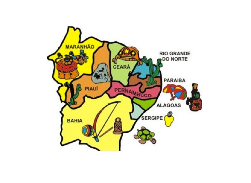 Mapa dos estados nordestinos