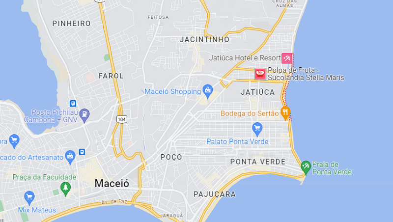 Localização da praia de Jatiúca em Maceió Localização da praia de Jatiúca em Maceió