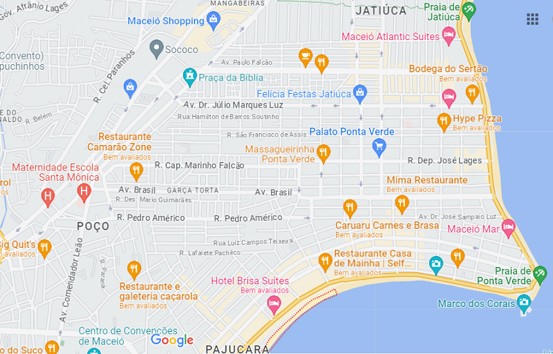Localização da praia de Ponta Verde em Maceió Localização da praia de Ponta Verde em Maceió