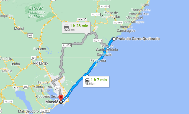 Praia de Carro Quebrado: Mapa Praia de Carro Quebrado: Mapa