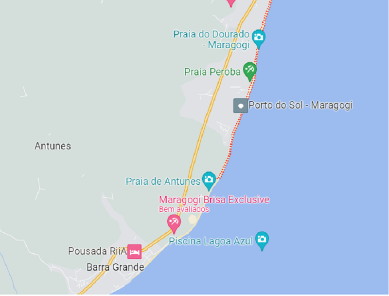 Localização da praia de Peroba em Maragogi Localização da praia de Peroba em Maragogi