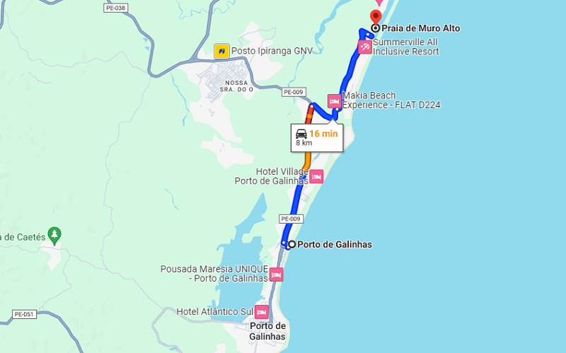 Praia de Muro Alto: Mapa Praia de Muro Alto: Mapa